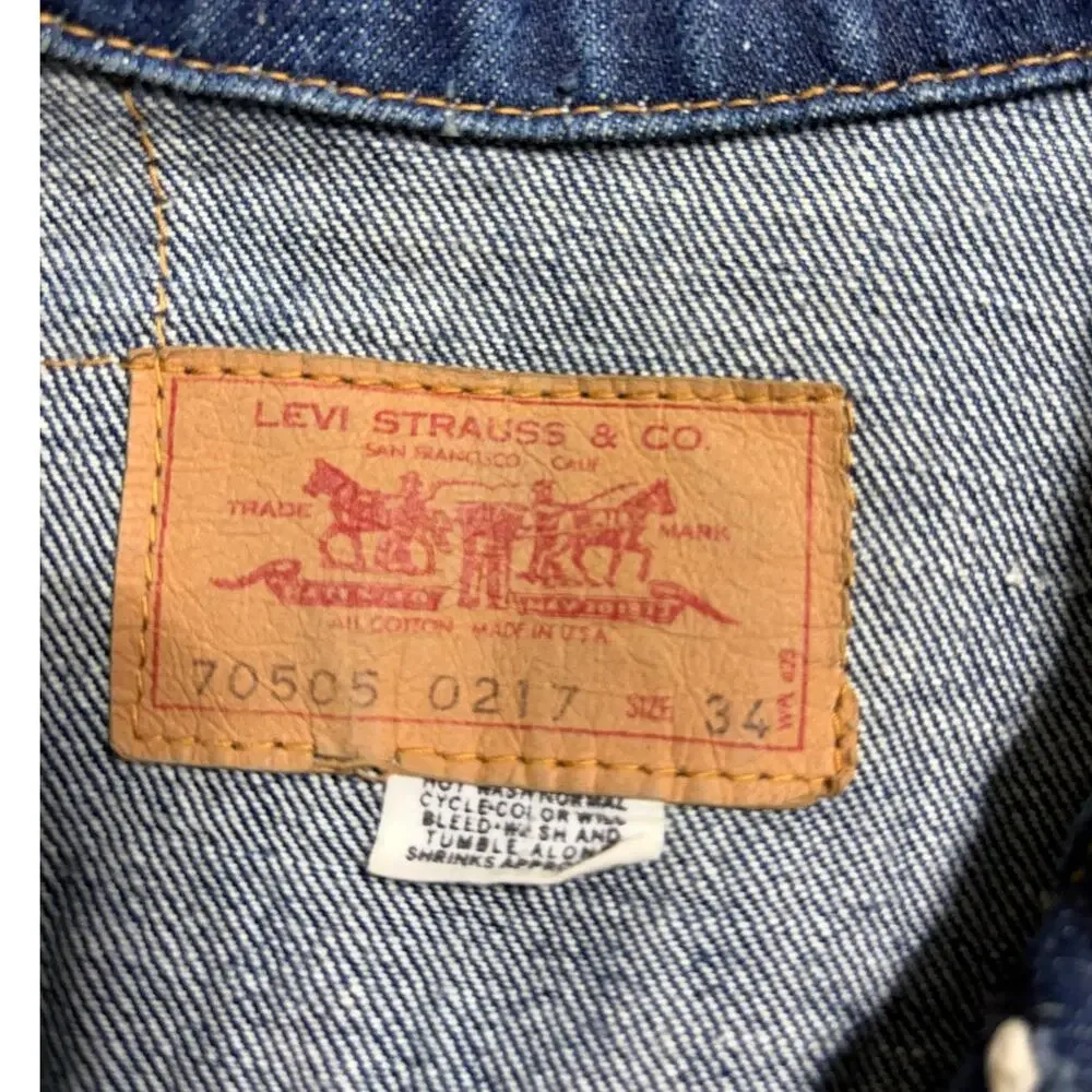 Vintage Levi's Trucker Denim Jacket Jean Dark Wash Size 34 Men's Button